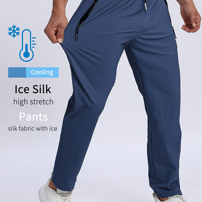 Men's sports trousers that absorb moisture and sweat, keep you dry and breathable, with pockets and drawstrings, zipper details, soft and comfortable soft-touch Men's jogging pants, lightweight and durable sports trousers, cl