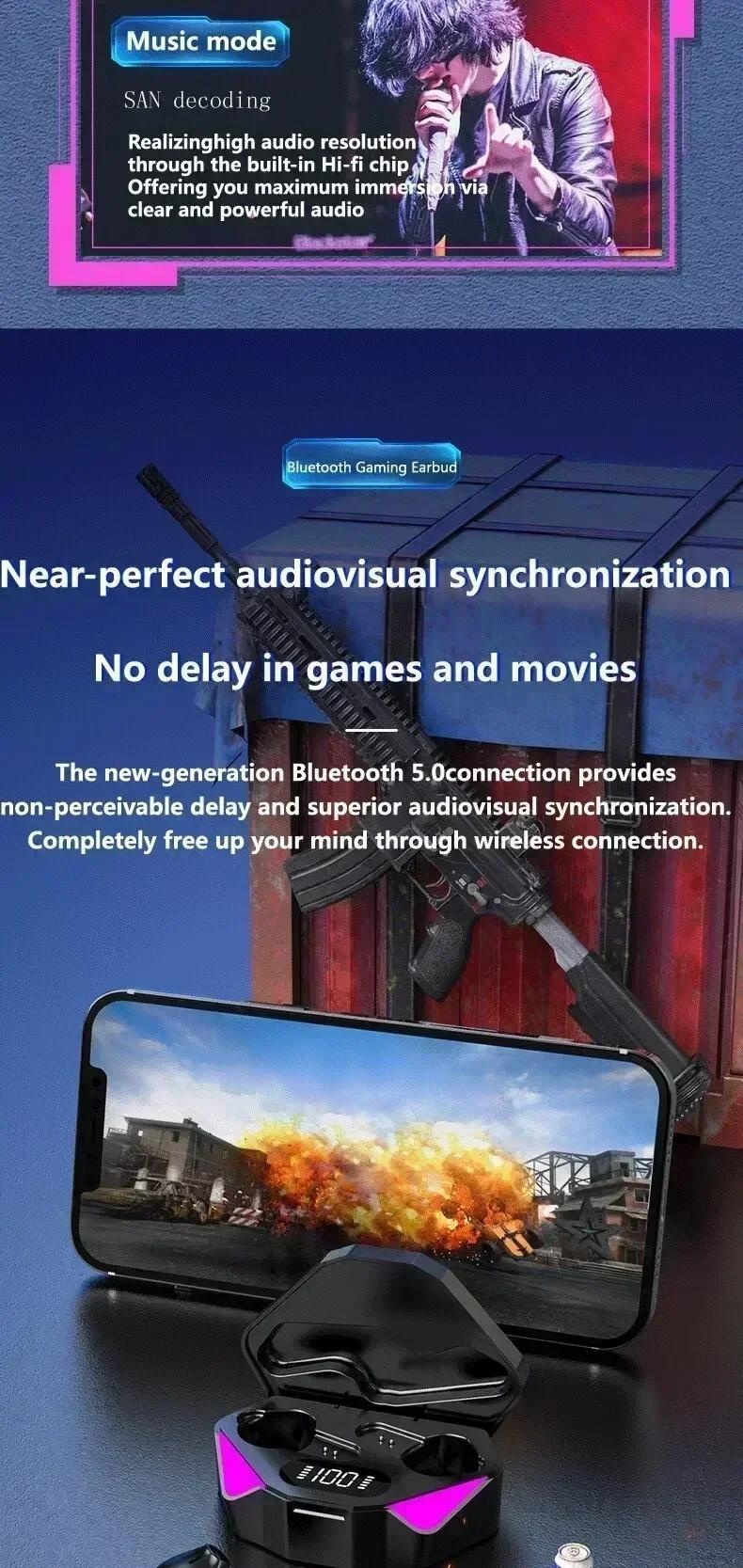 ՆՈՐ X15 Bluetooth անլար խաղային ականջակալներ 65 մվ ցածր լատենտությամբ Fone խաղային ականջակալներ միկրոֆոնով, ձեռքերի ազատ օգտագործման համար