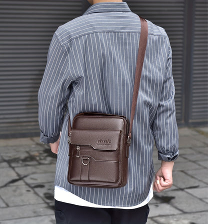 New Men's Crossbody Bag Messenger Bag with Mahogany Pattern Large Capacity Design PU Material Men's Casual Retro Adjustable Shoulder Bag for Going Out Valentine's Day Gift for Husband or Boyfriend