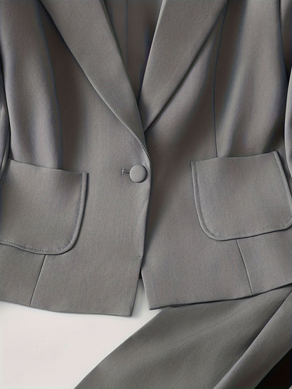 BK052044 Elegant Suit Jacket and Waist-Tie Loose Straight-Leg Wide-Leg Pants Women's Two-Piece Suit