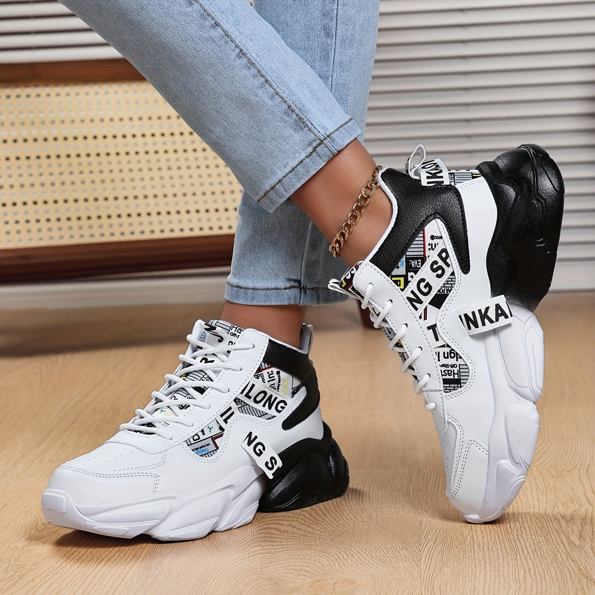 Women'S High-Top Plaid Skate Sneakers - Lightweight, Non-Slip, Shock-Absorbing Sneakers with EVA Sole, Synthetic Faux Leather Upper & Fabric Lining for All-Season Sports and Casual Wear, Casual Sneakers | Stylish Lace-Up Shoe