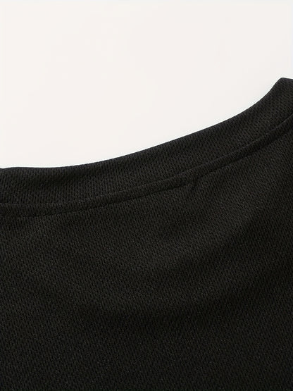 Minimalist High-End Bat Pattern Print Short-Sleeve Summer Fashion Casual Black And White Textured Men'S T-Shirt.