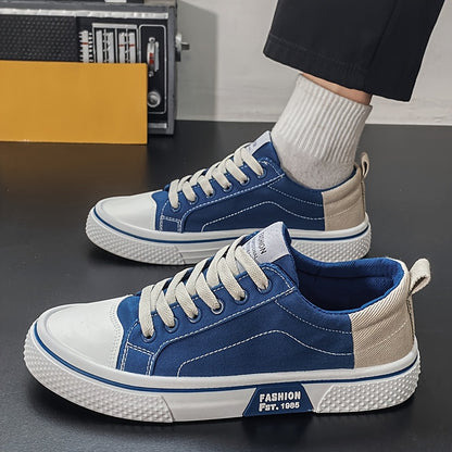 Men'S Breathable Fabric Casual Canvas Shoes, Low-Top Lace-Up Outdoor Sneakers, Trendy Skate Shoes.
