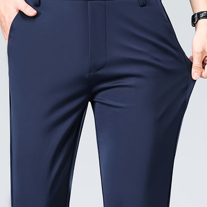 Men's Casual Straight Leg Pants, Chic Business Style Versatile Trousers for Daily Wear