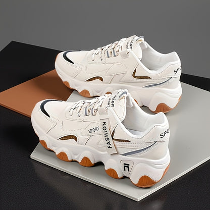 Women's Breathable Mesh Sneakers - Casual Lace-Up, Low Top Sneakers with Faux Cover & PU Sole for Summer