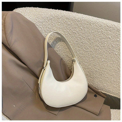 1pc Trendy Crescent Moon Shoulder Bag for Women - Large Capacity, Casual Underarm Purse in Black/Brown/White/Beige, with Polyester Lining, Zip Closure, Perfect for Commuting & Everyday Use, Crossbody Purse, Minimalist Handbag