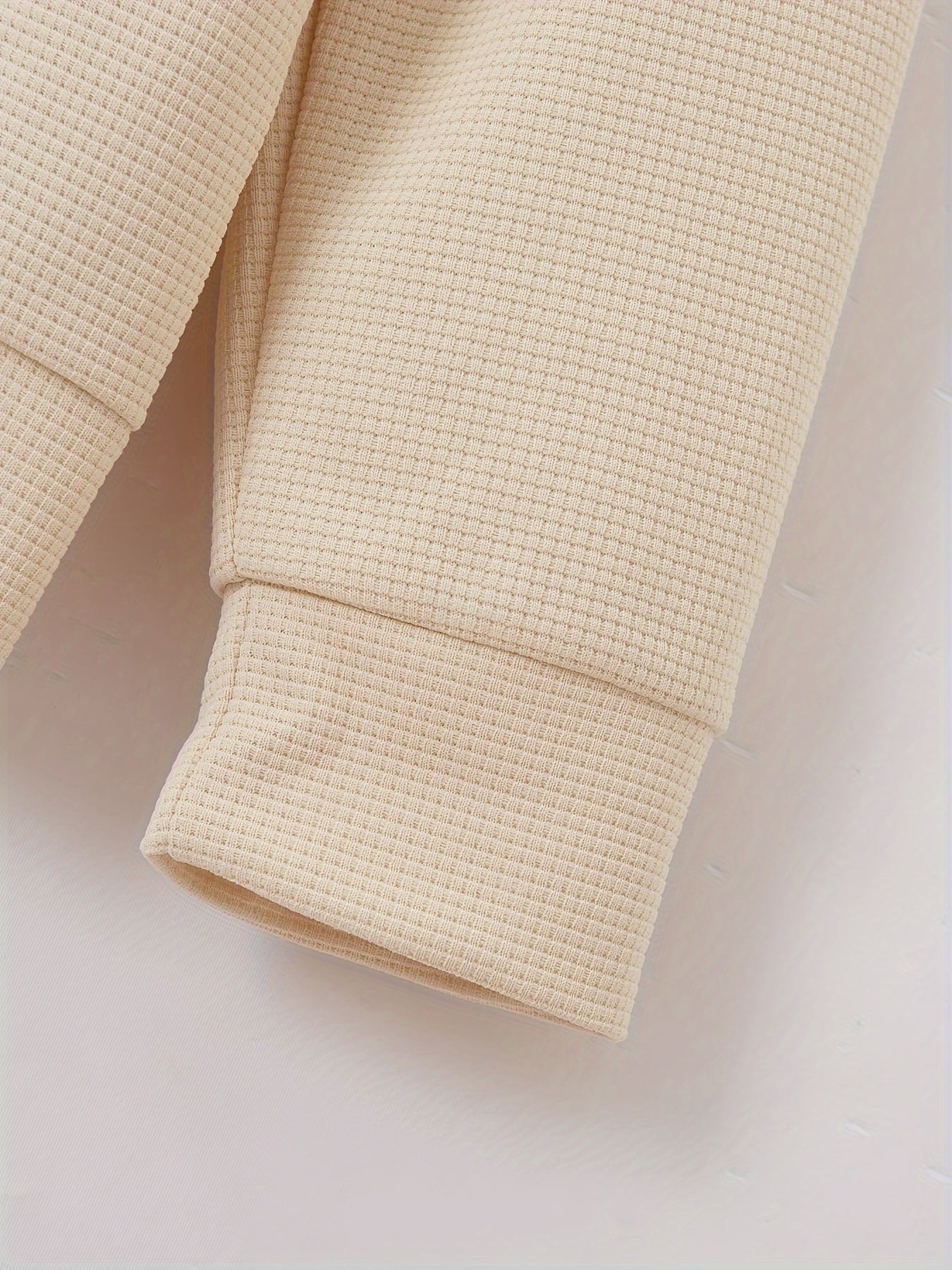 Baseball Collar Jacket and Pants Set in Waffle Fabric