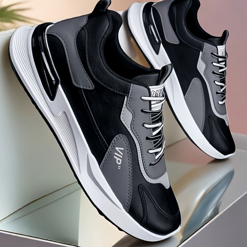 Men'S Casual Sneakers - Low Top, Lace-Up, All-Season Athletic Shoes with "VIP" Patch, White & Gray, Stylish Running & Hiking Boots, Casual Footwear | Modern Casual Sneakers | Durable Footwear