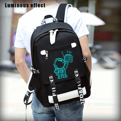 2pcs/set Luminous Men's Backpacks, Casual College Backpacks, Simple Cool Large Capacity Backpacks, Travel Computer Bag