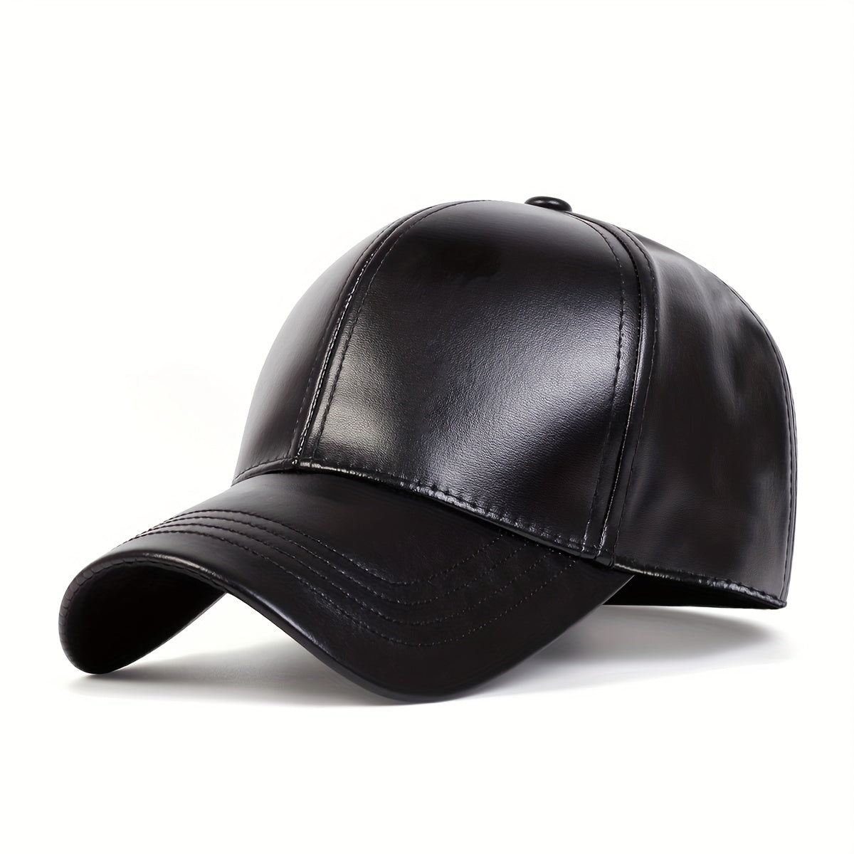 1pc Men's PU Leather Baseball Cap For Autumn And Winter