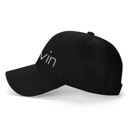 Men's Sporty Breathable Polyester Baseball Cap with Modern Metallic Calvin Text Pattern - Black & White Contrast Design for Fitness, Running, Couples Matching Hats, Fitness Accessory, Sleek Sporty Style, Comfortable Headwear