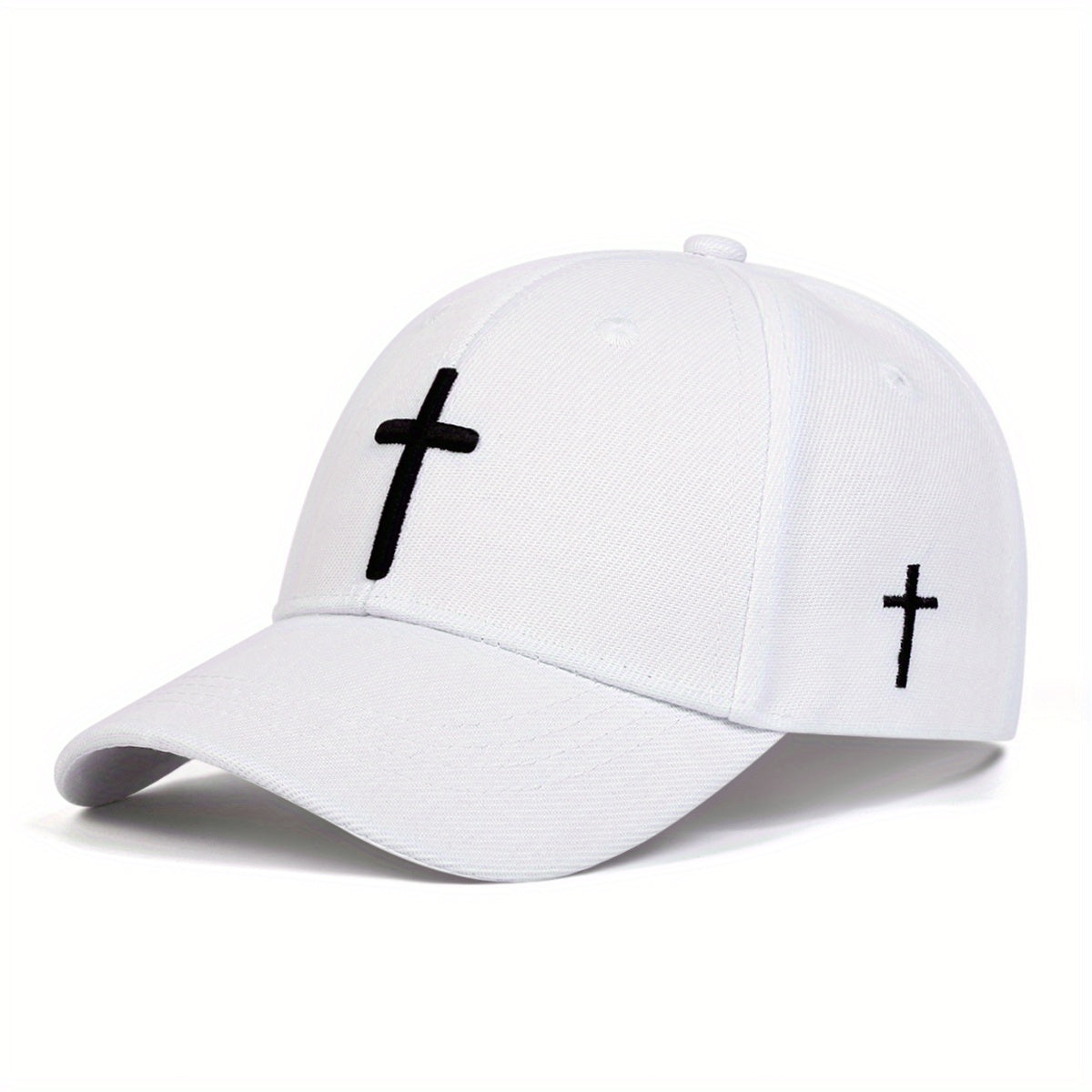 Adjustable Sun Protection Baseball Cap for Boys - Black with White Cross Design, Polyester, Fitted Closure, Ideal for Outdoor Activities, Travel, and Beach, Travel Headgear | Stylish Headgear | Adjustable Headgear