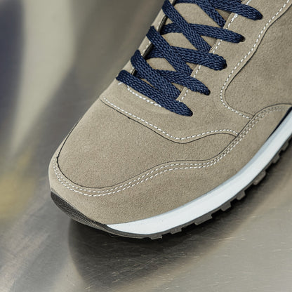 Men's Non-Slip Sneakers - All-Season Lace-Up Sneakers with Cushioned PU Sole, Beige/Blue Accent Low-Top Design for Gym, Hiking, Everyday - Non-Marking Tread, Durable & Easy-Clean Casual Shoes, Hiking Sneakers, Gym Footwear, R