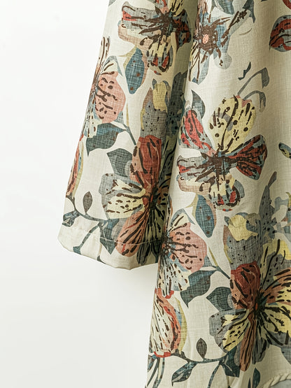 Women's Casual Round Neck Printed Long Sleeve Top and Solid Color Pants Two-Piece Set