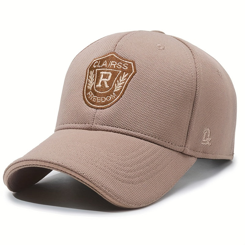 1pc CLAIRS R Embroidered Baseball Cap - Adjustable Lightweight Curved Brim Hat for Men & Women, Black with Golden Logo, Casual Outdoor Wear, Outdoor Headwear|Stylish Baseball Cap|Lightweight Ha