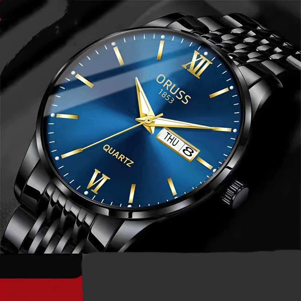 Men's watch calendar high-grade handsome fashion new trend steel watch jazz gentleman all Men's watch