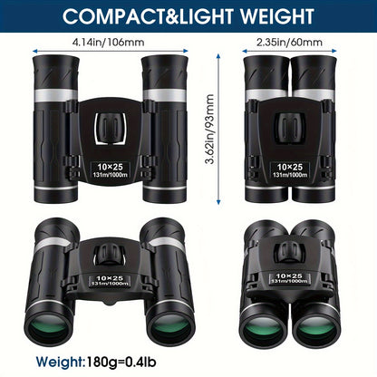 New - Outdoor Binoculars 10x25 13m/1000m, Professional Grade, 25mm Objective Lens, High Quality, Ideal for Camping, Hiking, Bird Watching, Concerts, and Sports Events, Hiking Gear | Sleek Binoculars | Durable Binoculars