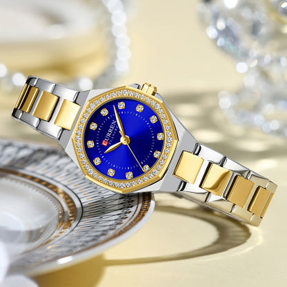 CURREN Women's Elegant Fashion Luxury Rhinestone-Adorned Small Dial Watch - Stainless Steel Band, Zinc Alloy Case,, Analog Display - Ideal for Business & Social Events, Perfect Gift, CURREN