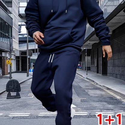 Men'S Autumn And Winter Two-Piece Suit, 1 Hooded Sweatshirt And 1 Pair of Casual Sweatpants, Loose Version, Comfortable to Wear, Very Suitable for Autumn And Winter Sports And Leisure Running Wear