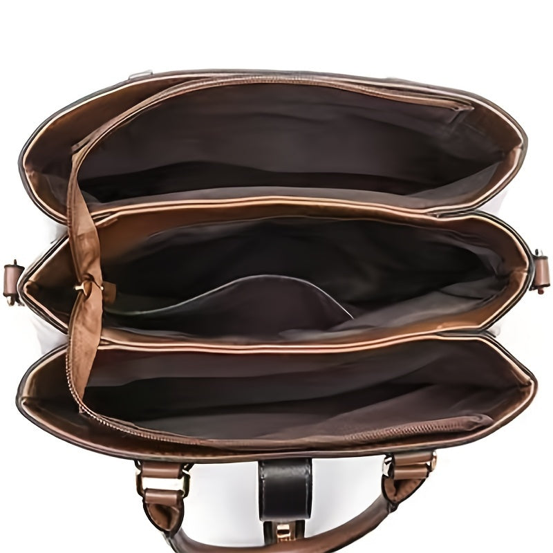 Elegant Floral Print Women's Handbag - Chic Colorblock Handbag with Zip Closure, Durable PU Material