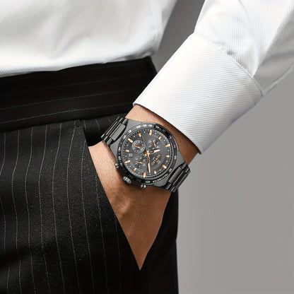 Men's Chronograph Sports Watches with Light, Stainless Steel and Quartz VIP