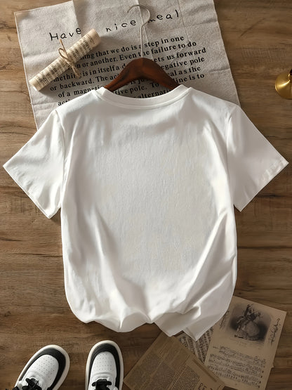 Graphic Print T-shirt, Short Sleeve Crew Neck Casual Top For Summer & Spring, Women'S Clothing
