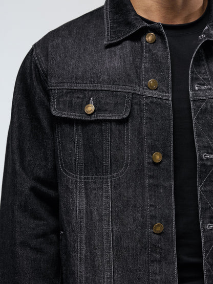 Men's Stylish Denim Jacket - Casual Long Sleeve with Flap Pockets, Machine Washable