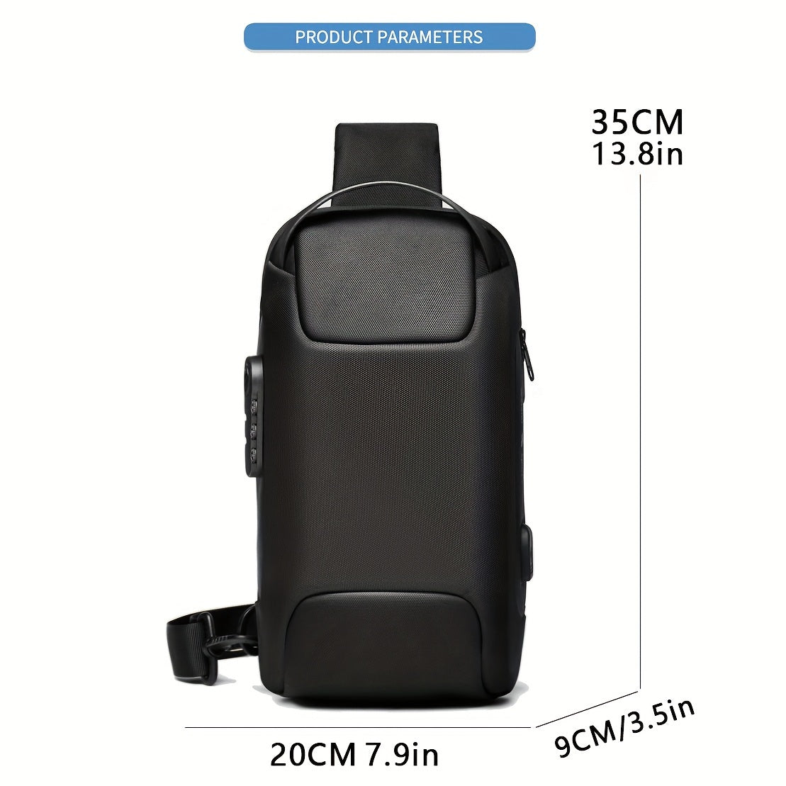 Oxford Fabric Waist Bag with USB Charging & Combination Lock - Sleek Black Crossbody for Men & Women, Ideal for Outdoor Activities & Motorcycle Riding, Perfect Valentine's or Father's Gift, Motorcycle Bag