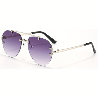 Unisex Classic Retro Double Bridge Glasses, Fashionable, No Frame, Metal Material, S Style, Ordinary Decorative for Men And Women, Casual Use
