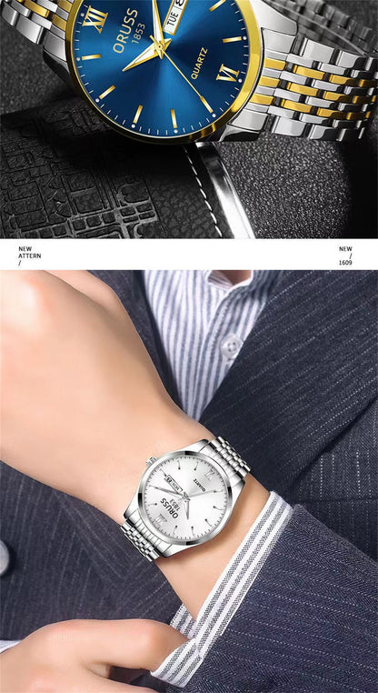 Men's watch calendar high-grade handsome fashion new trend steel watch jazz gentleman all Men's watch