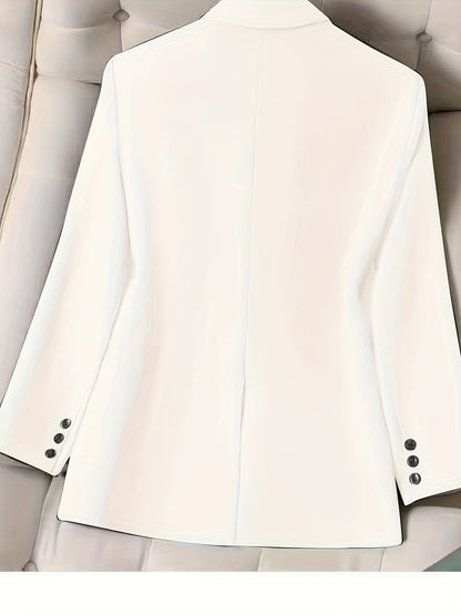 Women'S Chic Casual Blazer - Polyester, Solid Color, Long Sleeve, Button Front with Pockets, Loose Fit, Spring/Fall Jacket, Casual Wear Jacket|Minimalist Jacket|Single lapel Jacke
