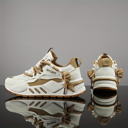 Double Lace Trendy Platform Sneakers, Soft Sole Comfy Jogging Shoes For All Seasons