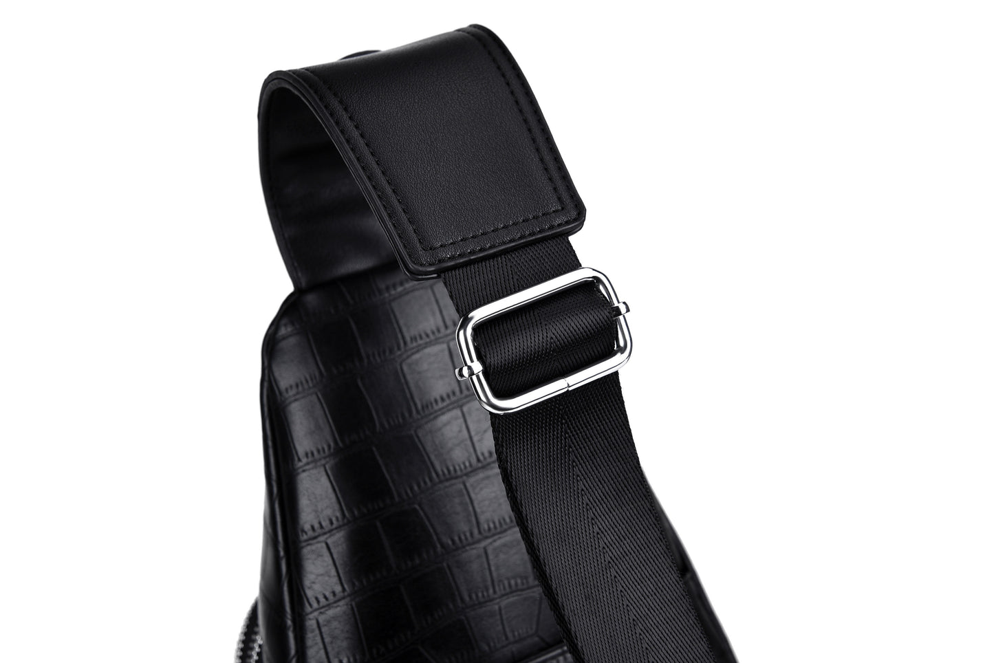 HUABUPS Men'S Black Crossbody Bag with USB Charging Port, Adjustable Strap & Multiple Compartments - Durable Business Travel Sling Bag for Daily Commute, Work, and Travel, Travel Backpack, Work Essentials Carrier, Textured Fi