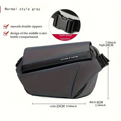 Men'S Sleek Black Crossbody Bag - Durable Oxford Material, Zippered Chest Bag with Adjustable Strap, Ideal for Commuting & Cycling, Trendy Shoulder Bag for Men, Cycling Bag|Trendy Shoulder Bag|Functional Design, Small Crossbo