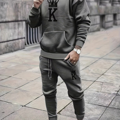 Men's Classic Sporty Casual Printed Hooded Suit