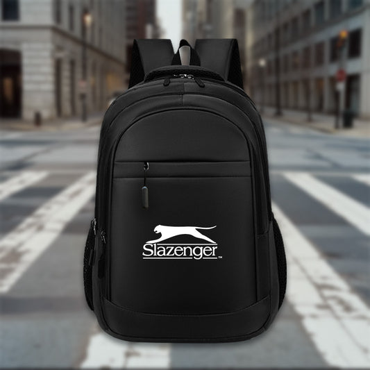 Slazenger R40 Casual Backpack - Sleek Black with White Logo, Durable Fabric, Multiple Compartments & Padded Shoulder Straps for Daily Commute, Travel, School, Work, Backpack for Travel, Urban Carry, Versatile Bag, Sturdy Cons