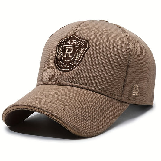 1pc CLAIRS R Embroidered Baseball Cap - Adjustable Lightweight Curved Brim Hat for Men & Women, Black with Golden Logo, Casual Outdoor Wear, Outdoor Headwear|Stylish Baseball Cap|Lightweight Ha