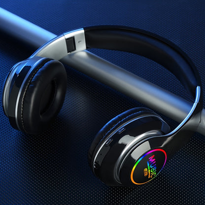 Wireless Earphones, Multi-Color LED Lights, Comfortable Foldable Earphones, SD Card Slot, School/Tablet/Pc/Phone/Birthday/Christmas/Travel Gifts. Popular Wireless Earphones, Head Mounted Wireless Earphones, And Foldable Earbu