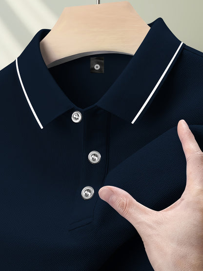 Pearson OBM Men'S Classic Breathable Knit Polyester Polo Shirt - Casual Style, Solid Color, Regular Fit with Slight Stretch, Summer Collared Top with Button Detail