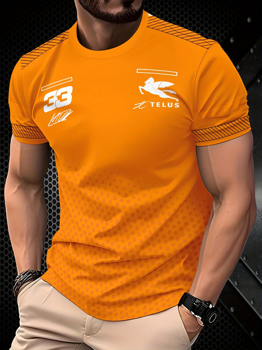 Men's Casual Breathable T-Shirt - Moisture-Wicking Lightweight Fabric, Regular Fit Round Neck, Solid Color for Outdoor & Casual Attire, Machine Washable, T-shirt Stylish, Vibrant Graphic Tee, Leisure Outfit, Classic Design, D