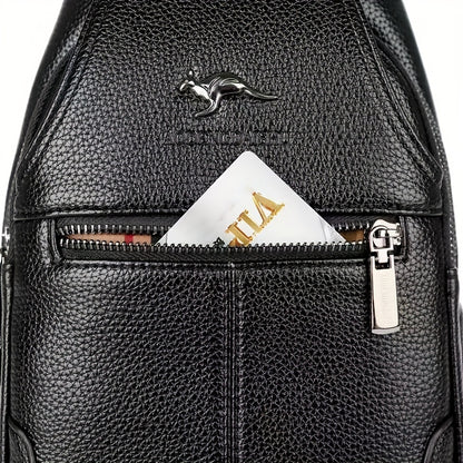 New Men'S Chest Bag 2024 Genuine Faux Leather Texture Crossbody Bag Casual Shoulder Bag Men'S Large Capacity Backpack Trendy