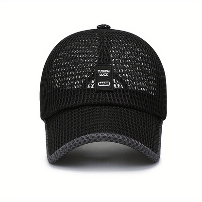 2pcs Unisex Quick-Dry Breathable Mesh Baseball Caps - Adjustable Lightweight Summer Sun Hats with Geometric Textured Design for Outdoor Sports, Football Games & Casual Streetwear (Black & Gray), Game Day Accessories, Durable