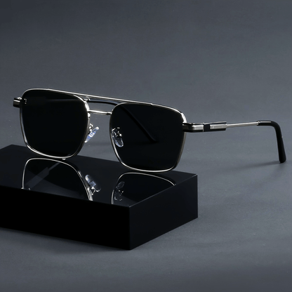 1pc Men'S Full-Rim Pilot Glasses - Stylish Black Frame with Chrome Accents, Polycarbonate Lenses, Perfect for Casual & Business Attire, Everyday Fashion Glasses | Pilot Style | Durable Glasses
