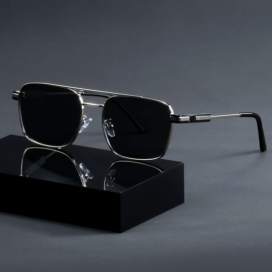 1pc Men'S Full-Rim Pilot Glasses - Stylish Black Frame with Chrome Accents, Polycarbonate Lenses, Perfect for Casual & Business Attire, Everyday Fashion Glasses | Pilot Style | Durable Glasses