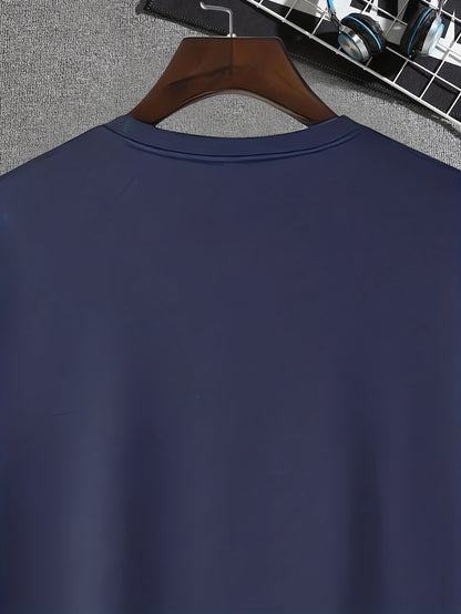 New Summer Round Collared Short Cuff T Dress for Men's Wear with Free Print
