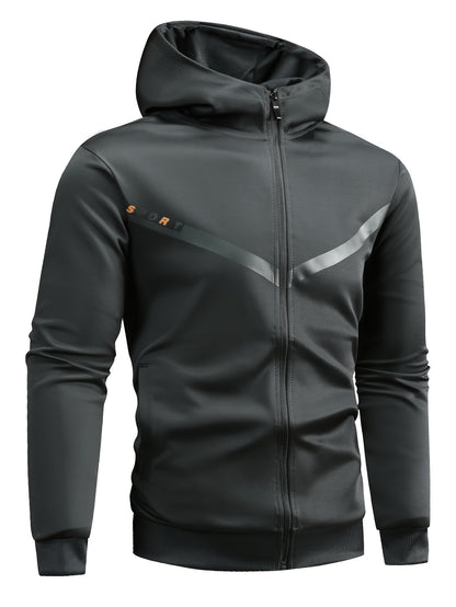 Men'S Sports Casual Suit, Spring and Autumn Hooded Cardigan Sweatshirt Set, Outdoor Sports Running Wear Fitness Home Clothes High-Quality Two-Piece Men'S Top and Bottom Outfit