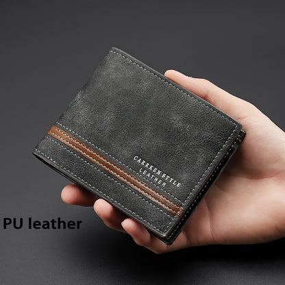 1pc Men's Short Wallet, Fashion Horizontal Multi-card Slots Zipper Coin Purse