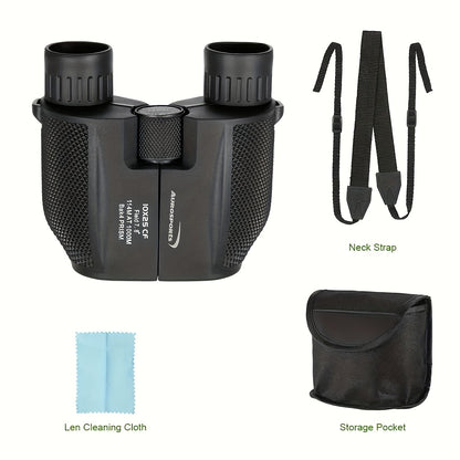 TD1025 Compact High-Quality Binoculars with 10x Magnification, 25mm Objective Lenses & Interchangeable Eyecups - Black Rubber Coated Optics for Bird Watching, Travel, Sports, Outdoor Observation, Binoculars for Bird Watching,