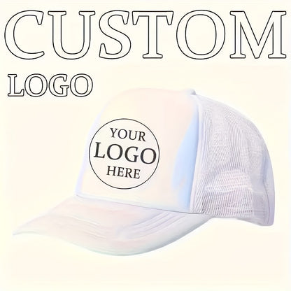 Custom Logo Trucker Hat - Adjustable Breathable Mesh Baseball Cap for Men, Outdoor Casual Wear, Durable Polyester with Personalized Design, Outdoor Headwear