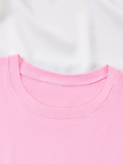 Women'S Casual Polyester T-Shirt with "Milano Italy" Letter Print, Short Sleeve Crew Neck Top, All-Season Knit Fabric Tee, Regular Length - 180gsm